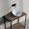 Console Sink Vanity With Ceramic Vessel Sink and Natural Brown Oak Shelf, 35